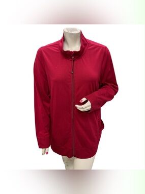Active Zone Full-Zip Bomber Jacket - Berry Red Size 3X